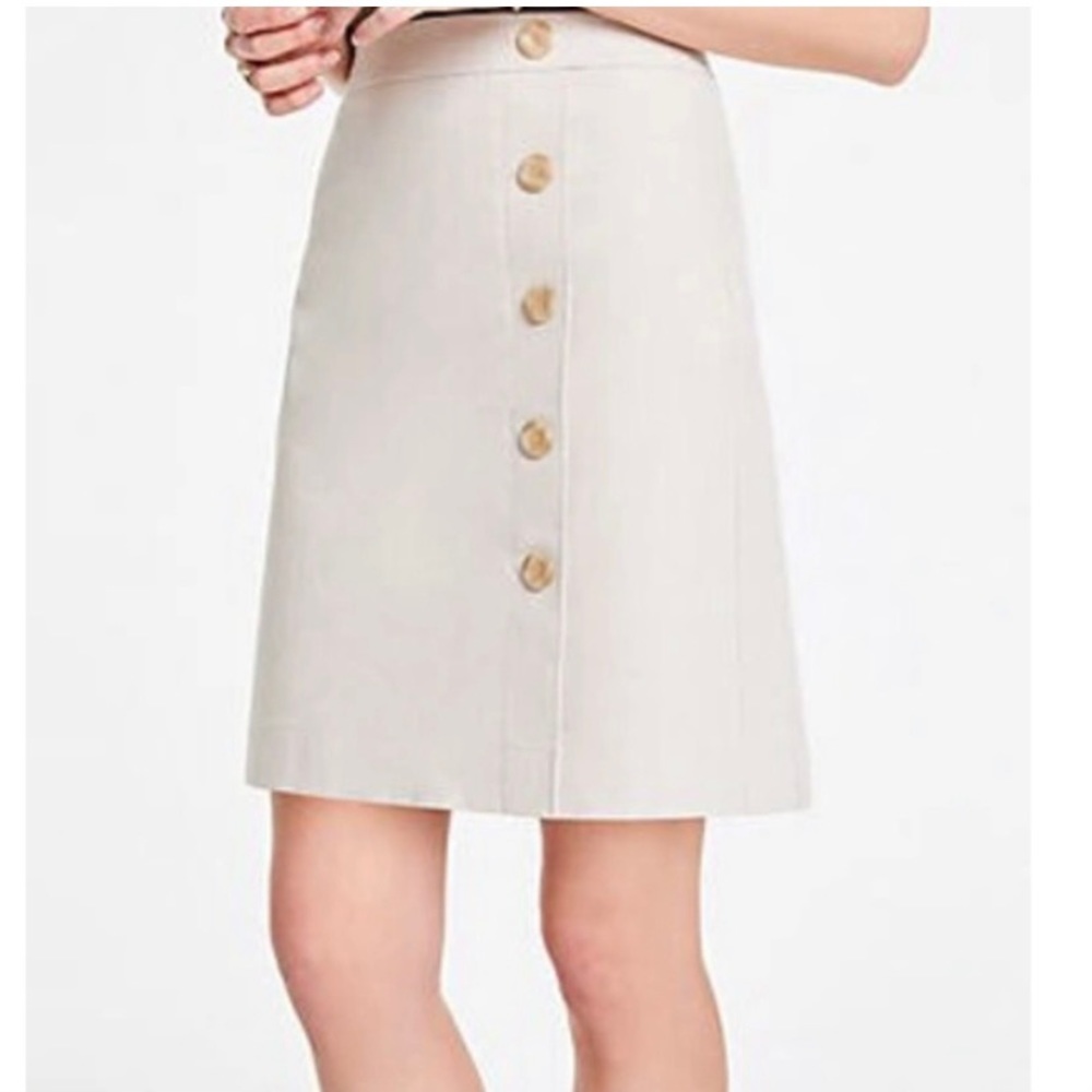 Ann Taylor Button Textured A-Line Skirt Mini Natural Cream 14 Woven NWOT